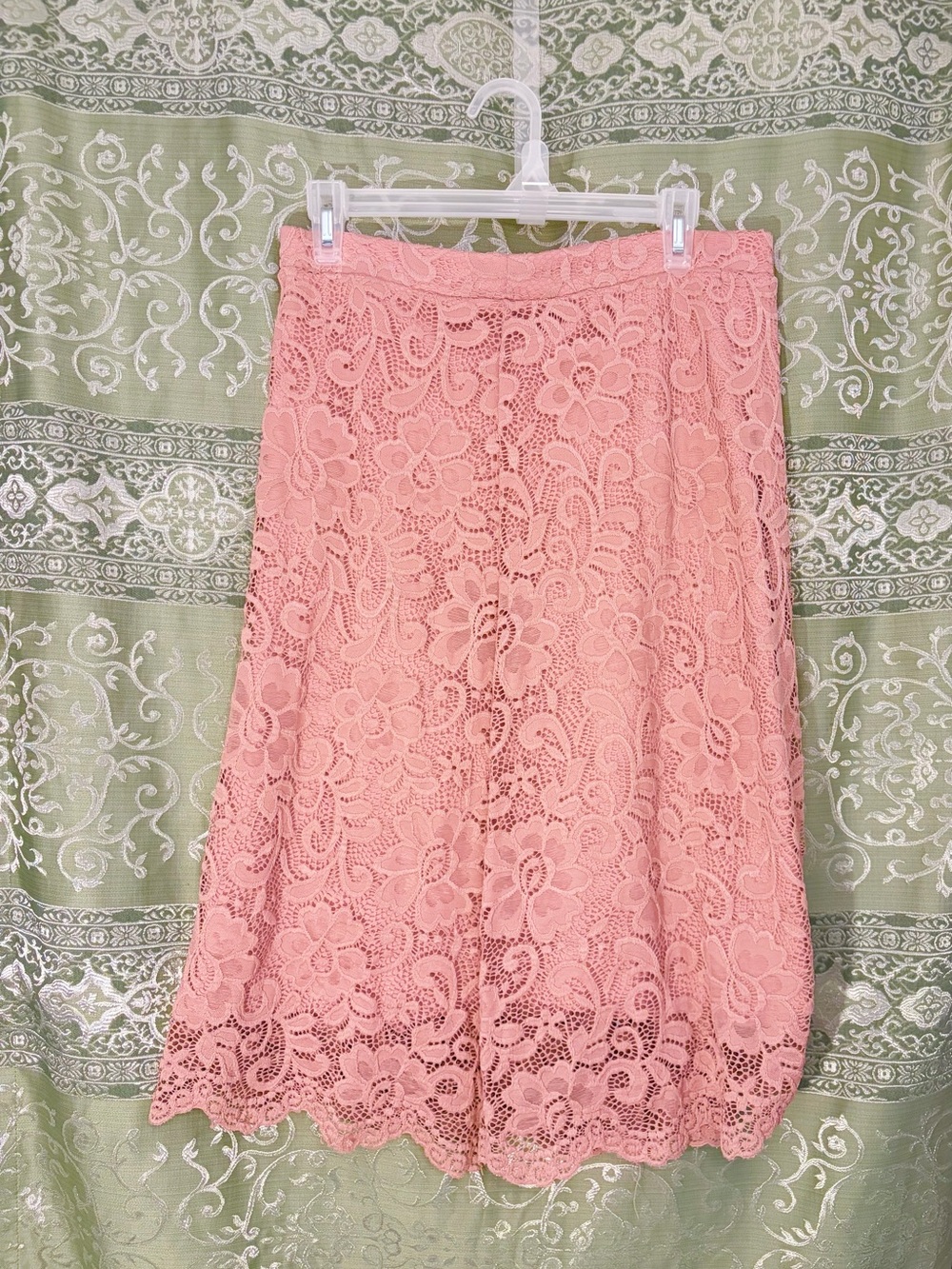 Blush Pink Lace A-Line Skirt